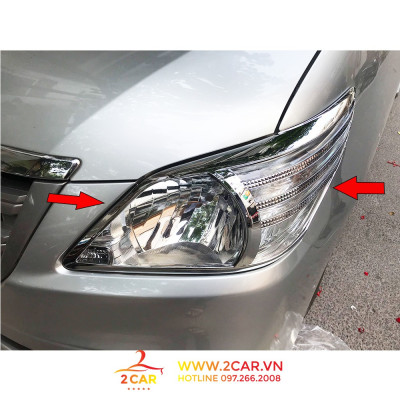 Ốp viền đèn pha, hậu xe Toyota Innova 2012 - 2016 mạ crom cao cấp, sáng bóng