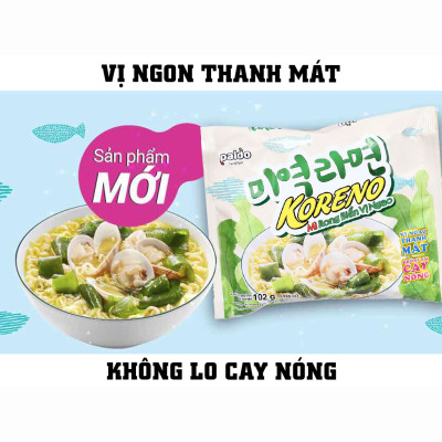 Thùng 24 Gói Mì Koreno Rong Biển Vị Ngao 102g