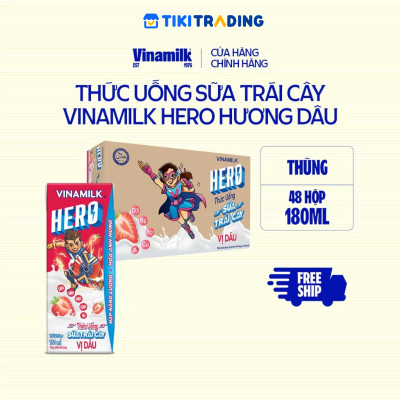 Thùng Thức uống sữa trái cây vị dâu Vinamilk Hero 180ml - 48 hộp/Thùng