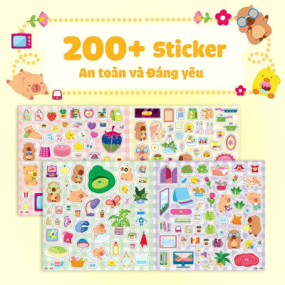 Sách - Tranh Đồ Chơi Bóc Dán Sticker Capybara Cho Bé - Combo 3 Cuốn - Megabook