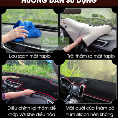 Thảm taplo xe ô tô da carbon Tâm Luân chống nắng và chống nóng không thấm nước (26 dòng xe - đời xe)