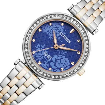 Đồng Hồ Nữ Citizen Đính Đá Swarovski Dây Thép Không Gỉ ER0218-53L - Mặt Xanh 