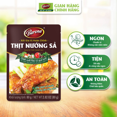 Combo 3 gói Xốt gia vị hoàn chỉnh Barona - Thịt Nướng Sả 80gr