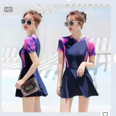 Váy Bơi Nữ Liền Ngắn Tay Thanh Lịch