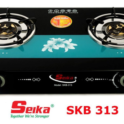 Bếp Gas Đôi Mặt Kính Sen Đồng Seika SKB313 - Hàng Chính Hãng