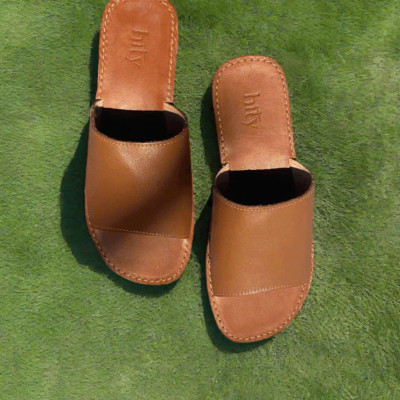 Dép Lê Quai Ngang Da Bò FTW001BROWN thời trang thiết kế Hity