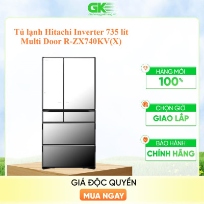 Tủ lạnh 6 cửa Hitachi Inverter 735 lít R-ZX740KV(X) - Hàng chính hãng (chỉ giao HCM)
