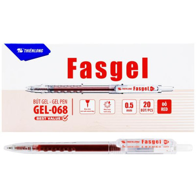 Hộp 20 Bút Gel 0.5 mm - Thiên Long Gel-068 - Mực Đỏ