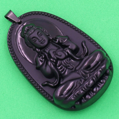 Mặt dây chuyền Như lai Đại nhật đen 3.6 cm
