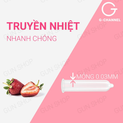 [Hộp 4 cái] Bao cao su Nakanishi - Siêu mỏng 0.03mm - Hương dâu