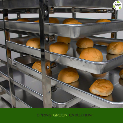 Kệ Inox Khay Bánh, Xe Hong Bánh SGE Chất Liệu Inox Dày Dặn, Có Khoá Bánh. Có 4 Size 6,10,15,30 Tầng