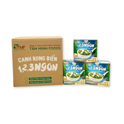 Thùng 12 hộp canh rong biển hộp 10 gói không bột ngọt - TÂM MINH FOODS