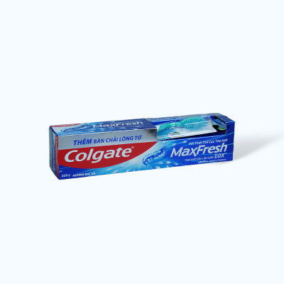Kem Đánh Răng COLGATE Maxfresh Bạc Hà Tinh Thể The Mát tuýp 225g + Bàn Chải Đánh Răng