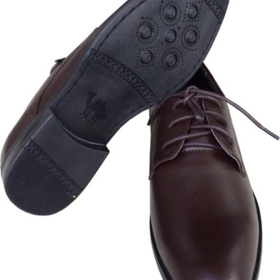 Giày tây nam buộc dây Trường Hải màu nâu đế cao su  cao 3.5cm da bò thật GT0121