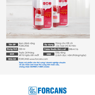 Kem Đánh Răng Cho Thú Cưng Forcans 100ml