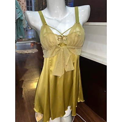 Váy Ngủ D612 Lụa Quảng Châu Cao Cấp Cột Nơ Hở Lưng Xinh Xắn